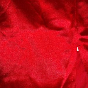 Red silky slit skirt